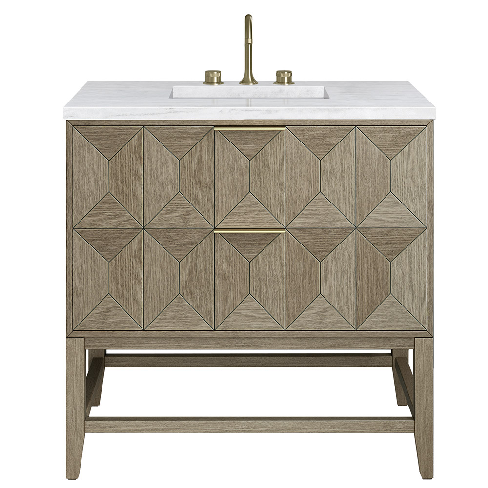 James Martin Emmeline Collection 36" Single Vanity, Pebble Oak Finish with Countertop Options