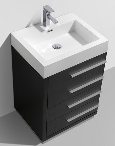 Modern Lux 24" Black Modern Bathroom Vanity with Four Drawers