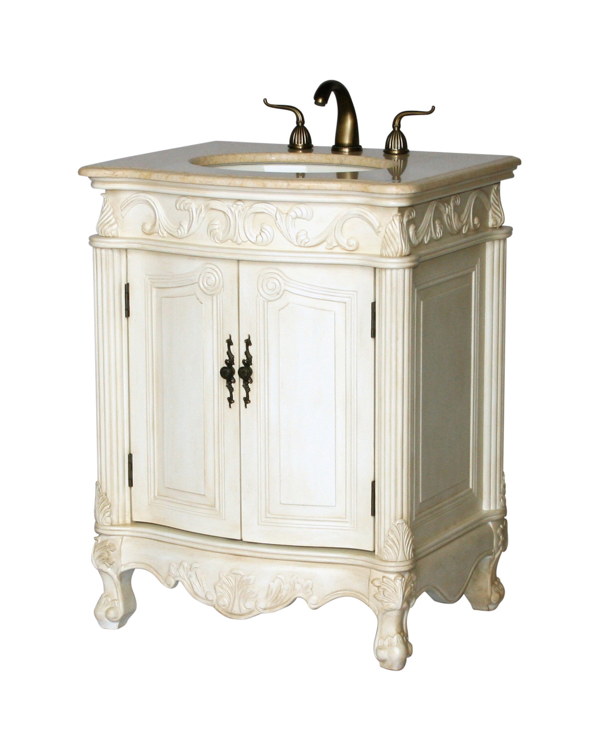 27" Adelina Antique Single Sink Bathroom Vanity in White Finish