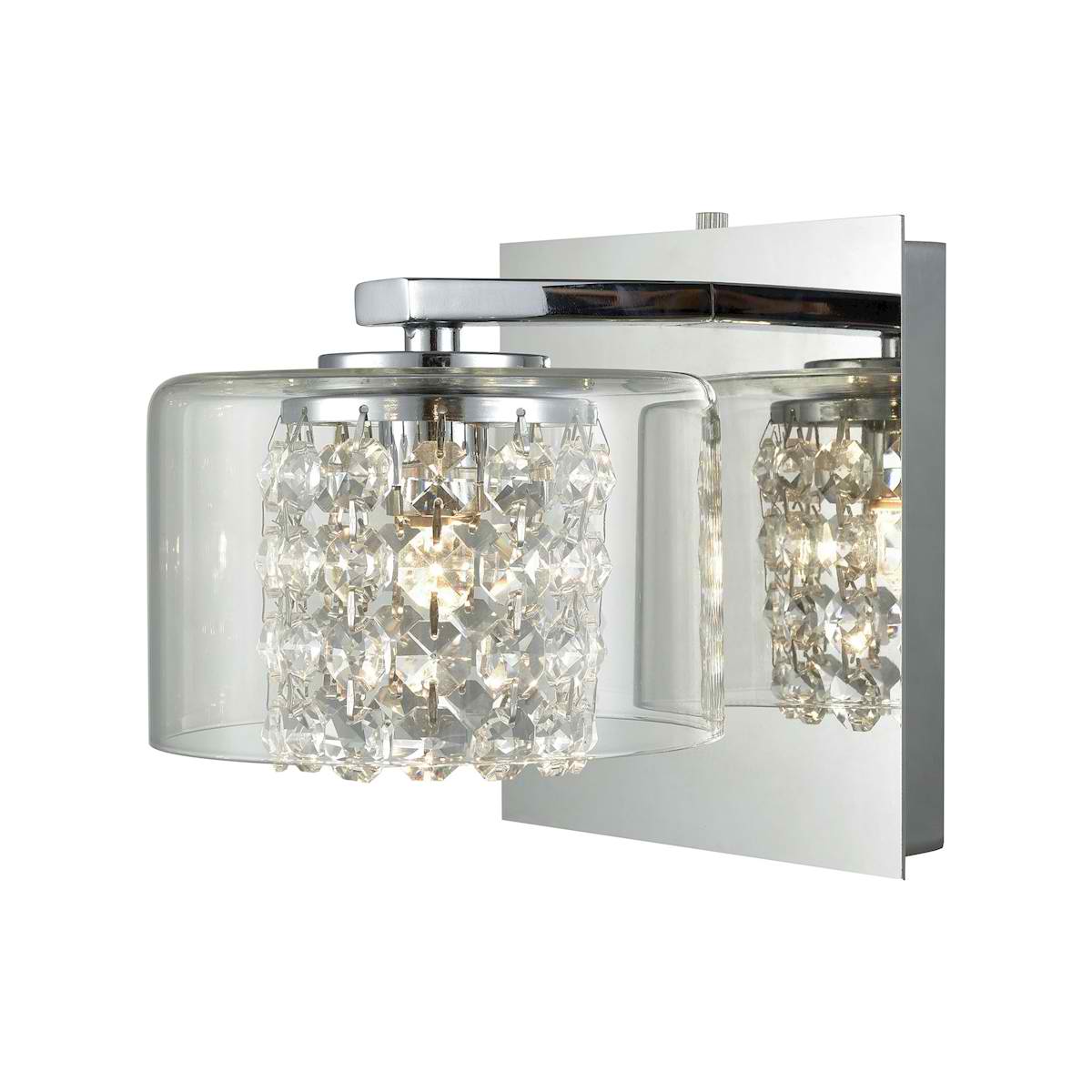 Springvale 1 Light Vanity in Polished Chrome with Clear Crystal and Glass
