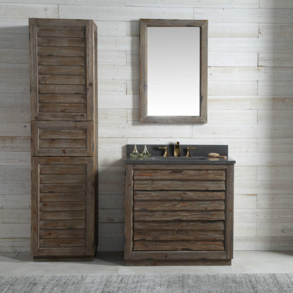 36 inch Fir Wood Bathroom Vanity Moon Stone Countertop
