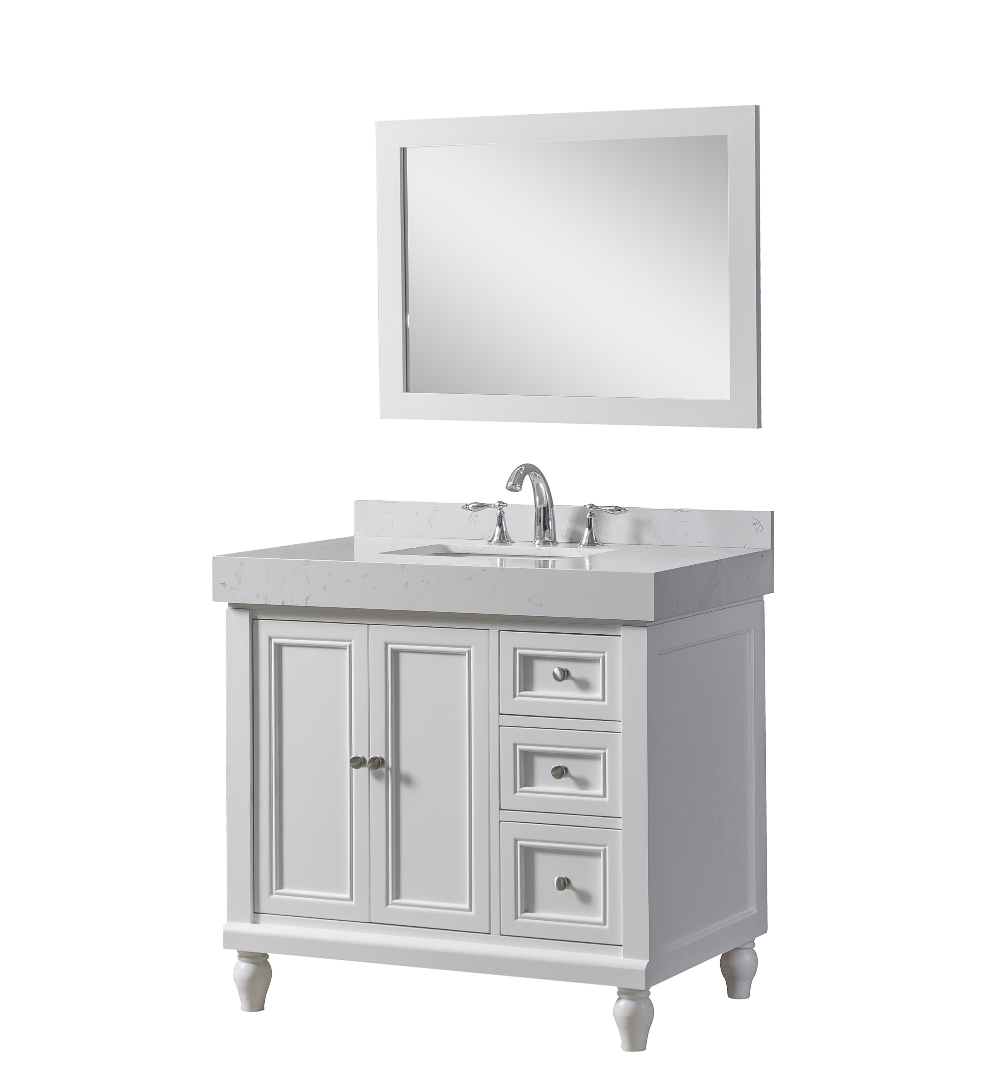 Exclusive 36" Vanity in White with White Culture Marble Top  