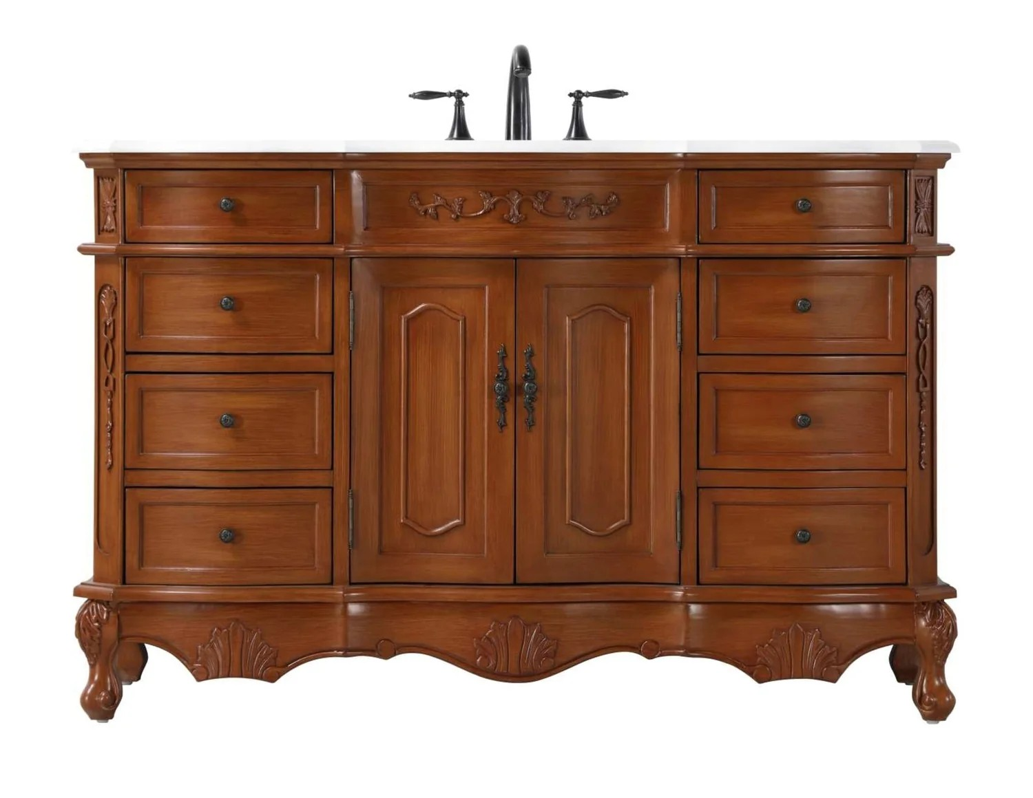 Adelina 54" Single Bathroom Vanity in Antique Teak Finish
