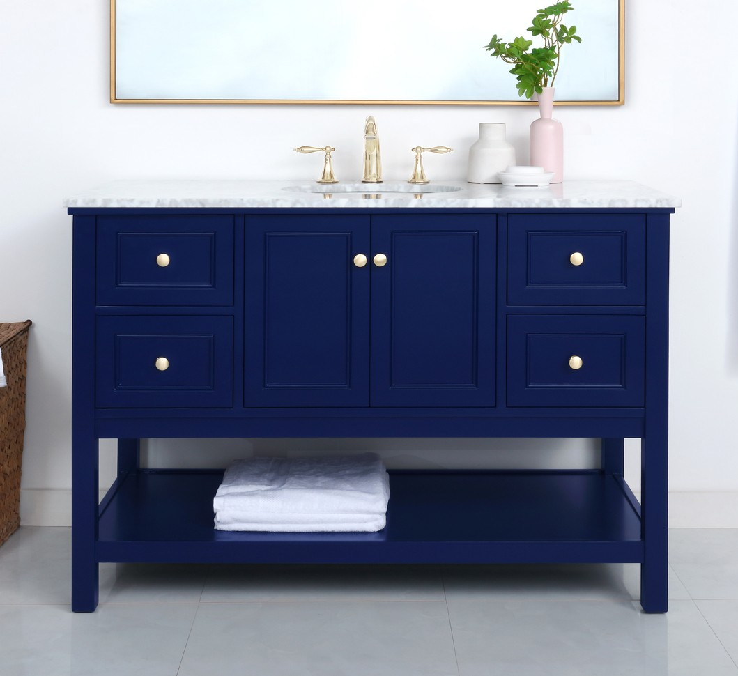 Modern Fitting 48 inch Single Bathroom Vanity in Blue Modern Fitting 48 inch Single Bathroom Vanity in Blue