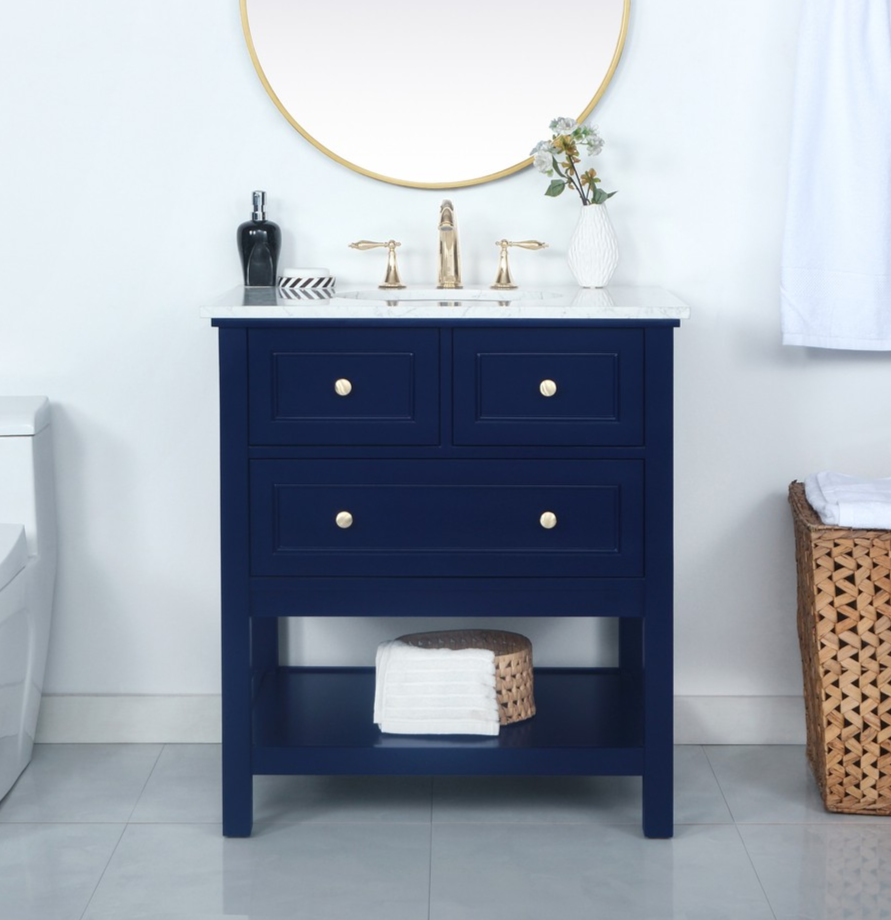 Modern Fitting 30" Single Bathroom Vanity in Blue Modern Fitting 30" Single Bathroom Vanity in Blue