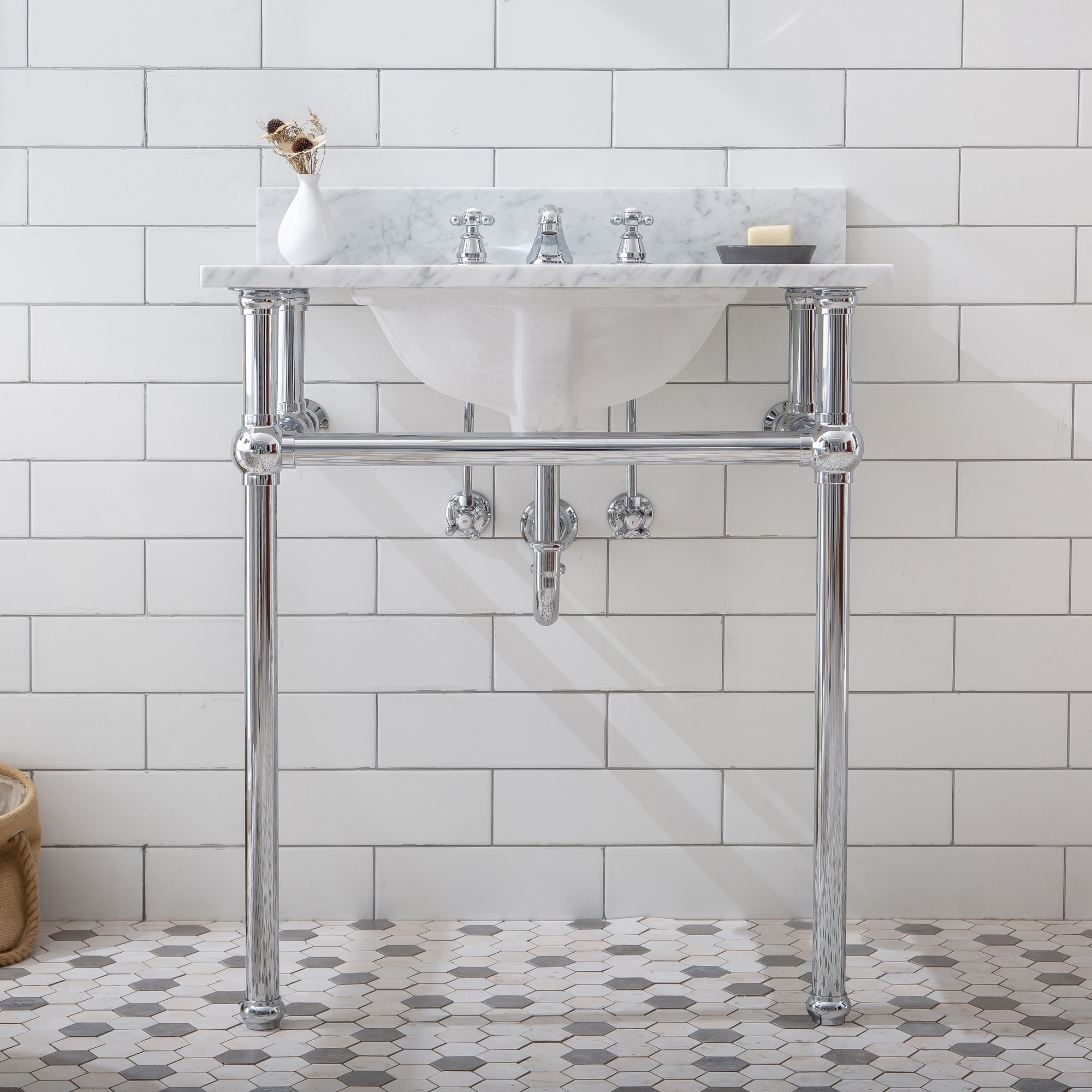 30" Wide Single Wash Stand Only in Chrome Finish