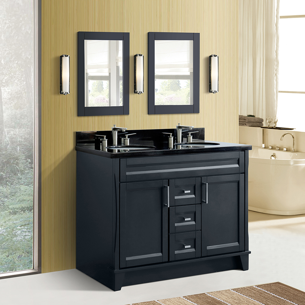 48" Double Sink Vanity in Dark Gray Finish with Countertop and Sink Options