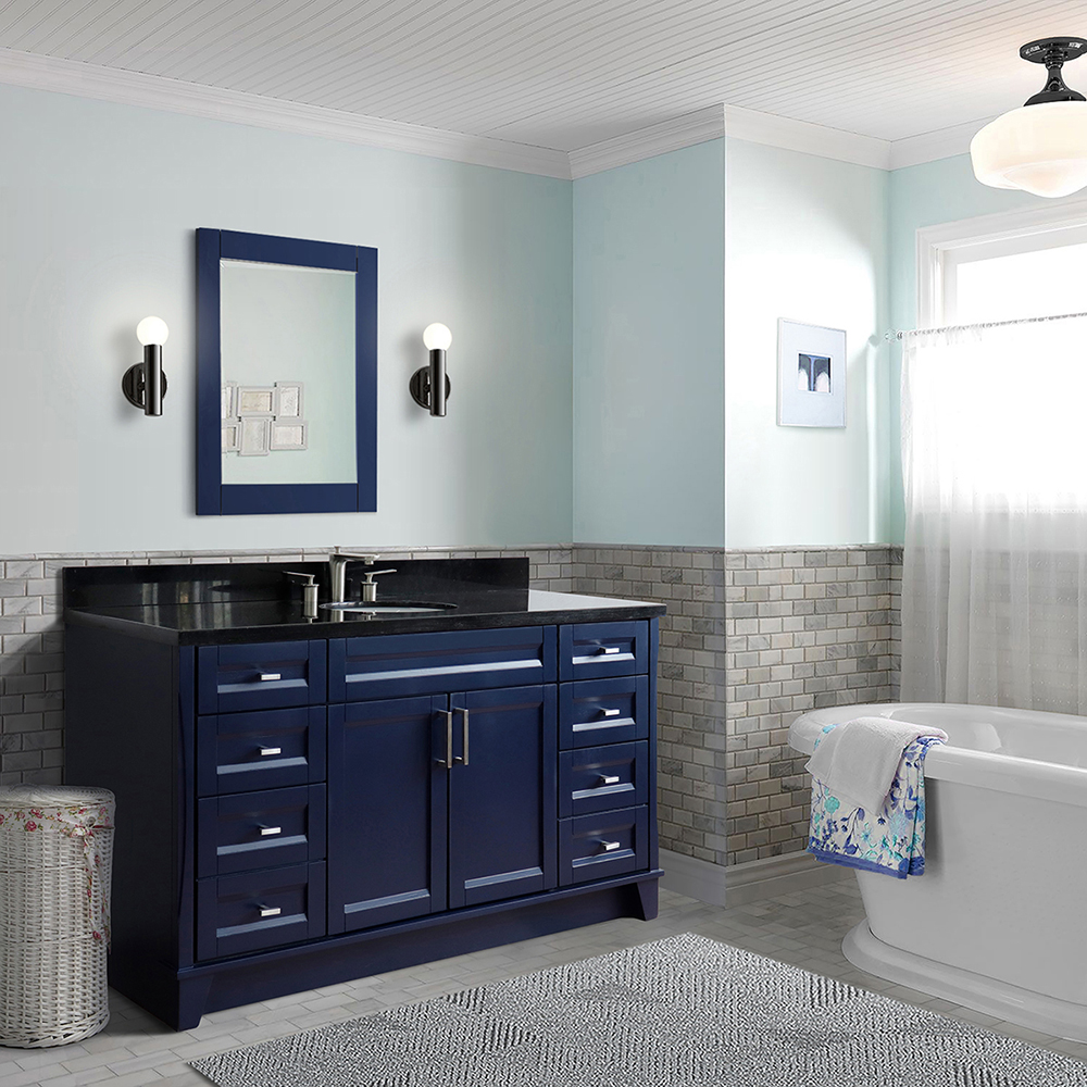 61" Single Sink Vanity in Blue Finish with Countertop and Sink Options