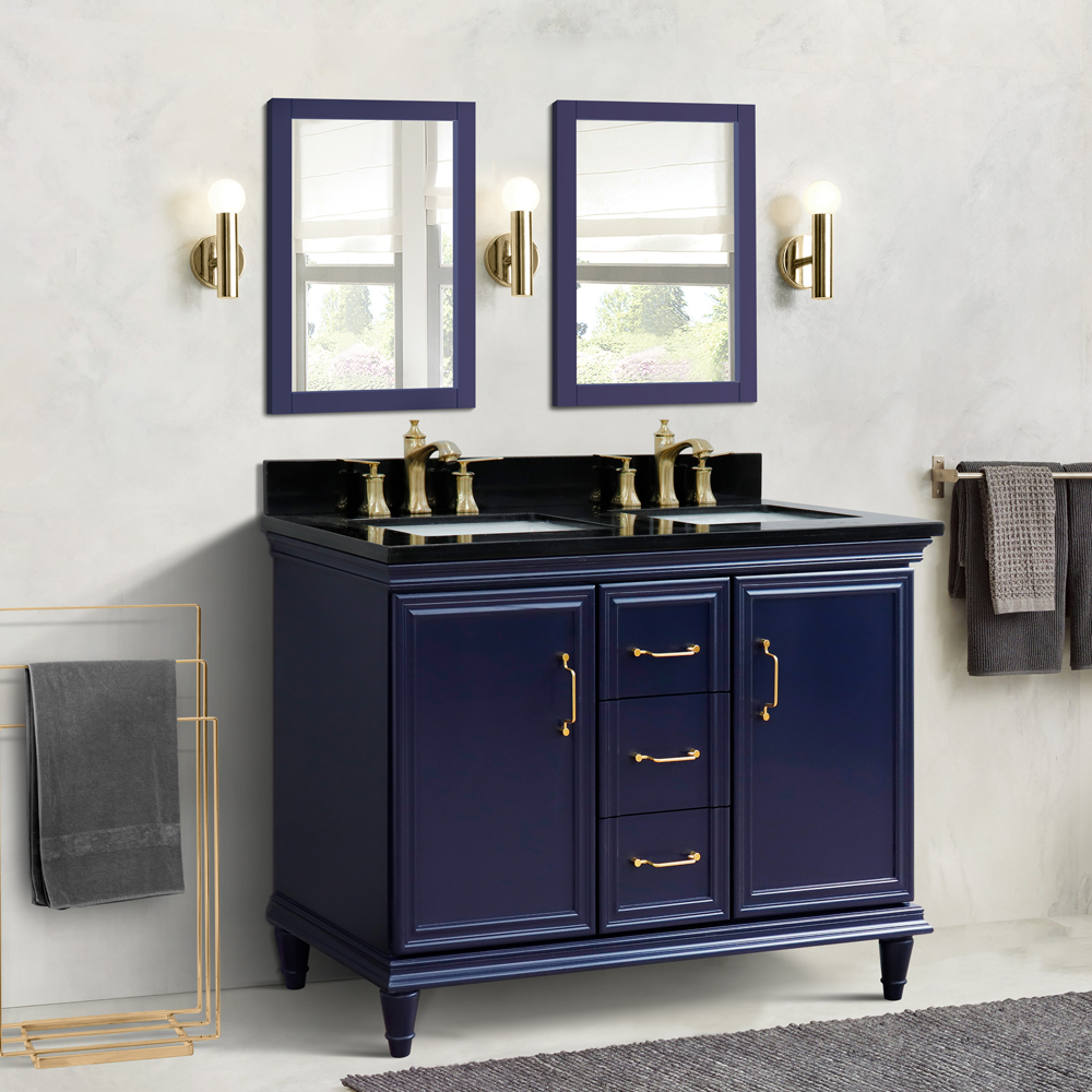 49" Double Vanity in Blue Finish with Countertop and Sink Options
