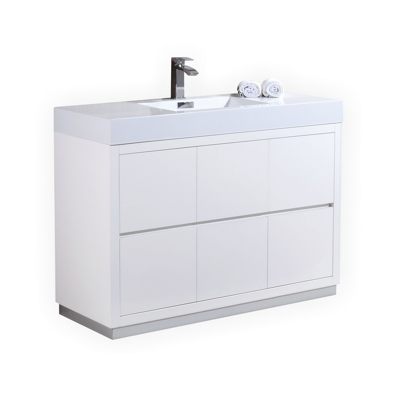 Modern Lux 48" High Gloss White Free Standing Modern Bathroom Vanity