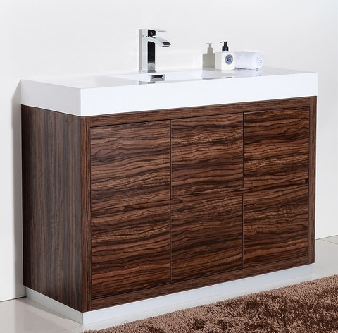 Modern Lux 48" Walnut Free Standing Modern Bathroom Vanity
