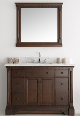 49" Antique Coffee Traditional Bathroom Vanity in Faucet Option