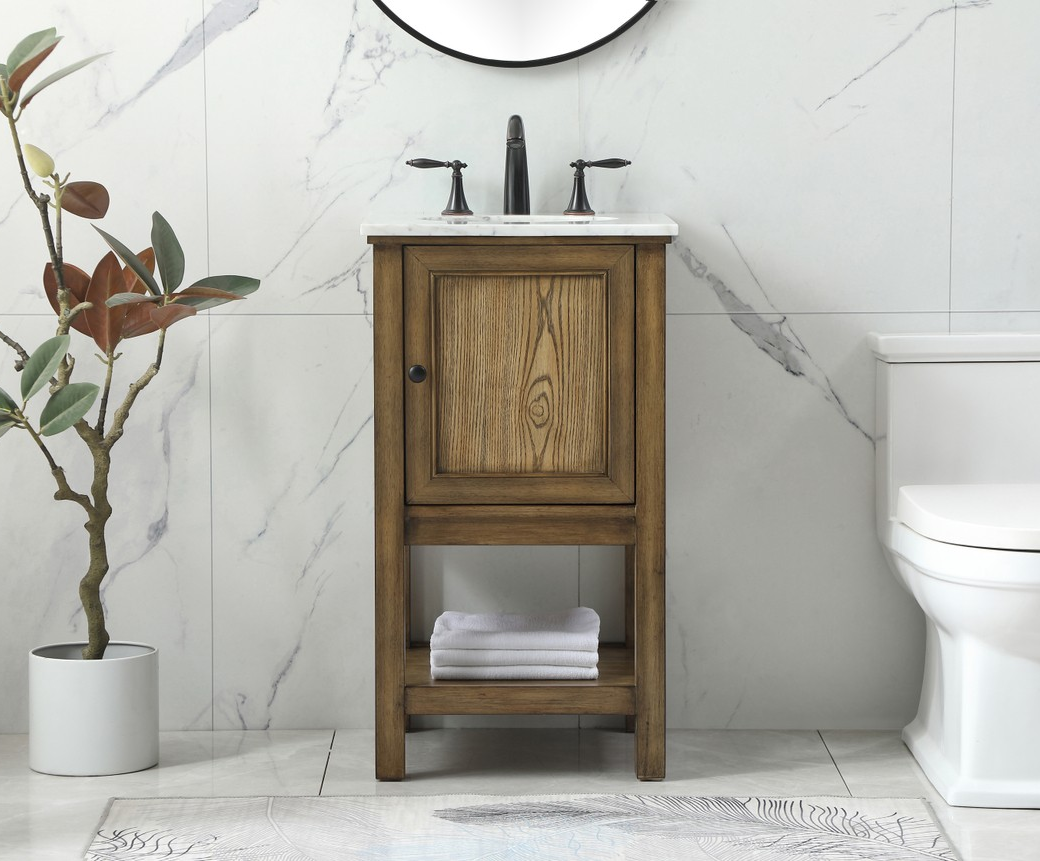 Modern Fitting 19" Single Bathroom Vanity in Driftwood Finish