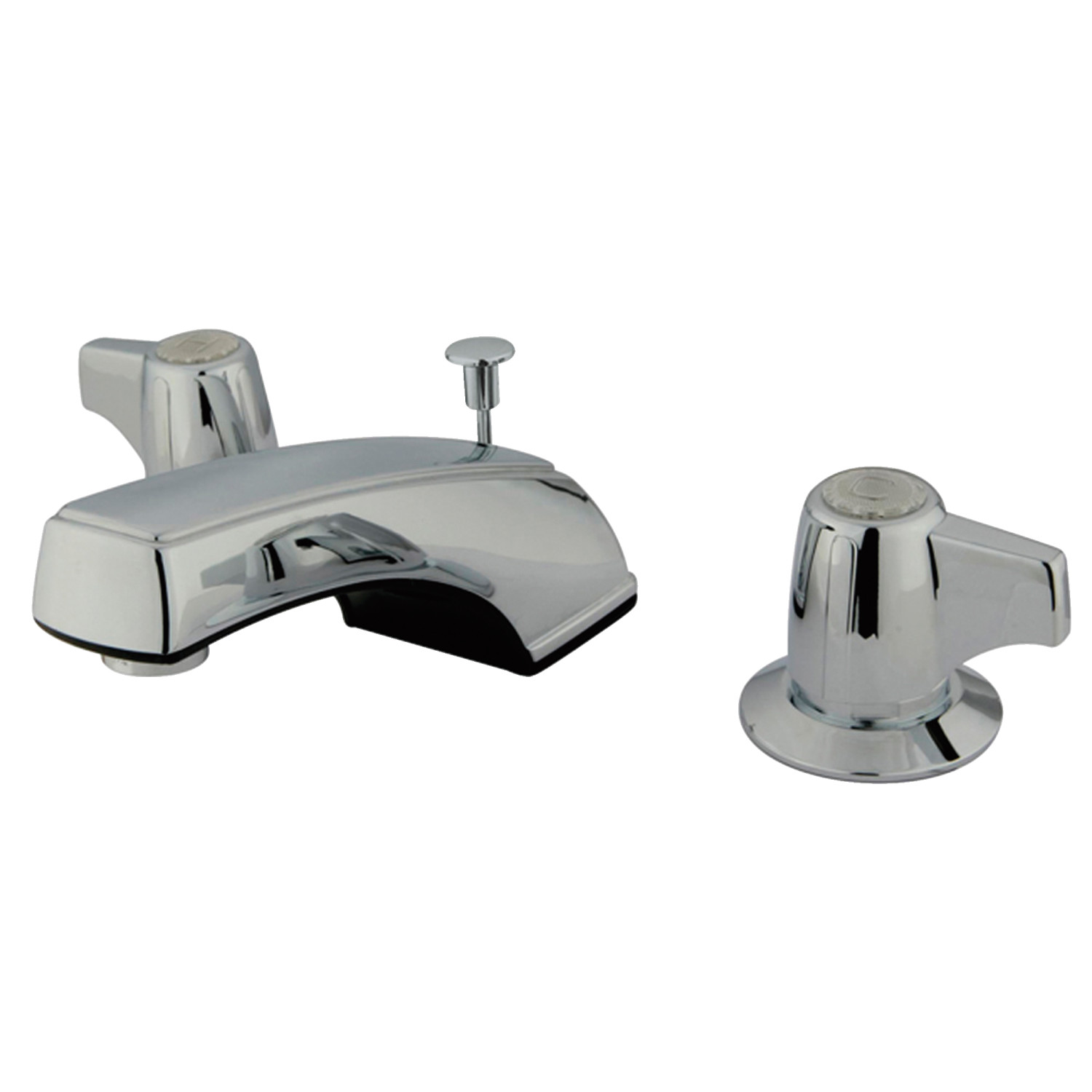 Traditional 2-Handle 3-Hole Deck Mounted Widespread Bathroom Faucet with Plastic Pop-Up in Polished Chrome Color