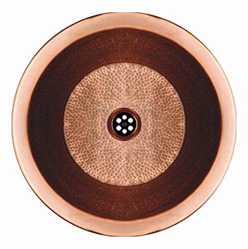 Copperhaus Round Drop-in/Undermount Copper basin with a Hammered Bronze Texture  & 1 1/2" Center Drain