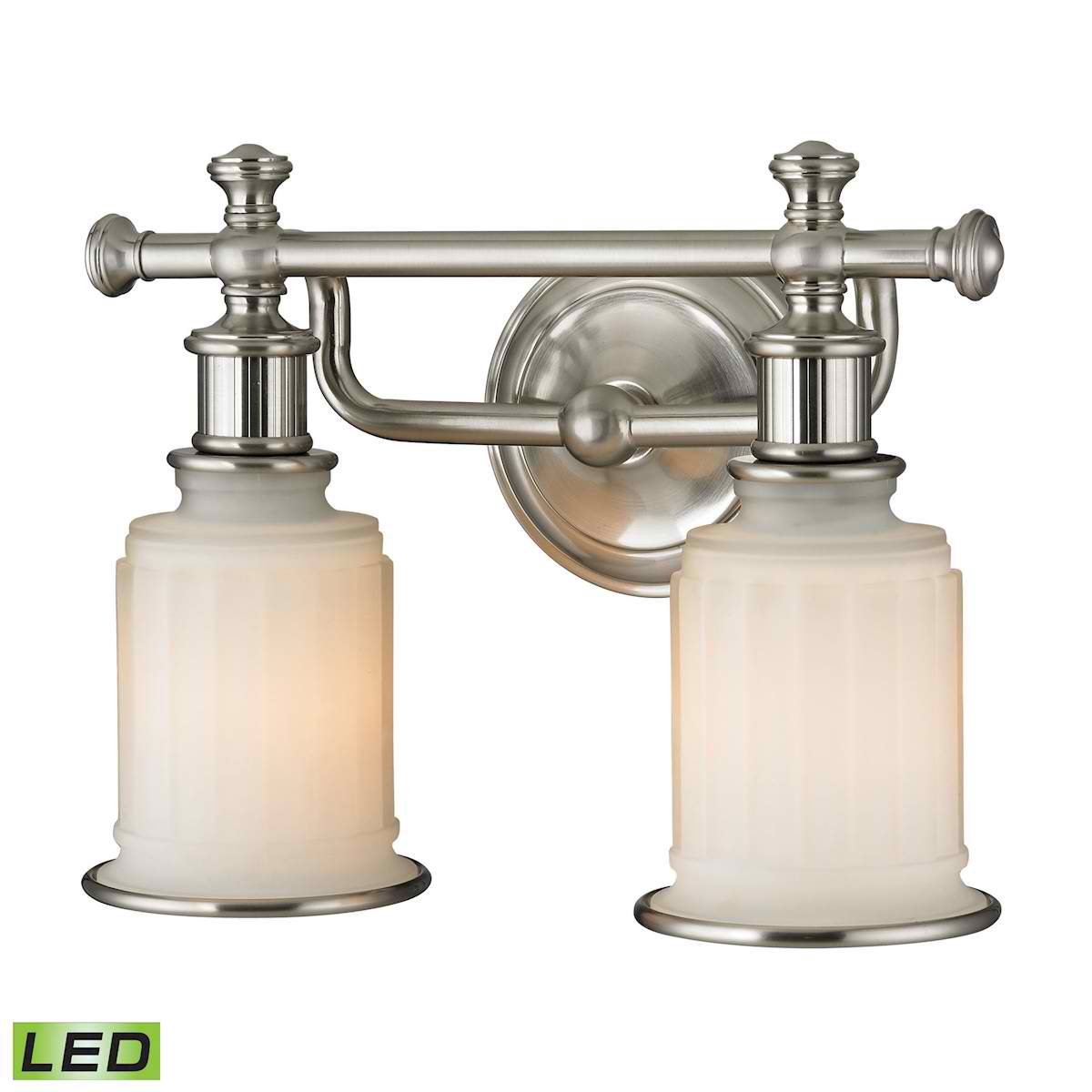 Acadia Collection 2 Light Bath in Brushed Nickel - LED, 800 Lumens (1600 Lumens Total) with Full Scale