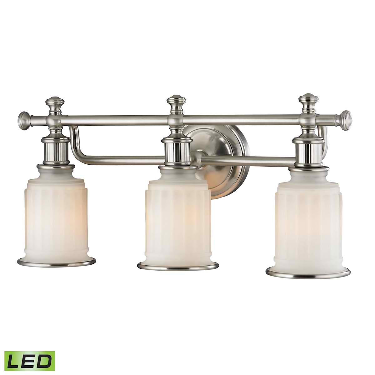 Acadia Collection 3 Light Bath in Brushed Nickel - LED, 800 Lumens (2400 Lumens Total) with Full Scale