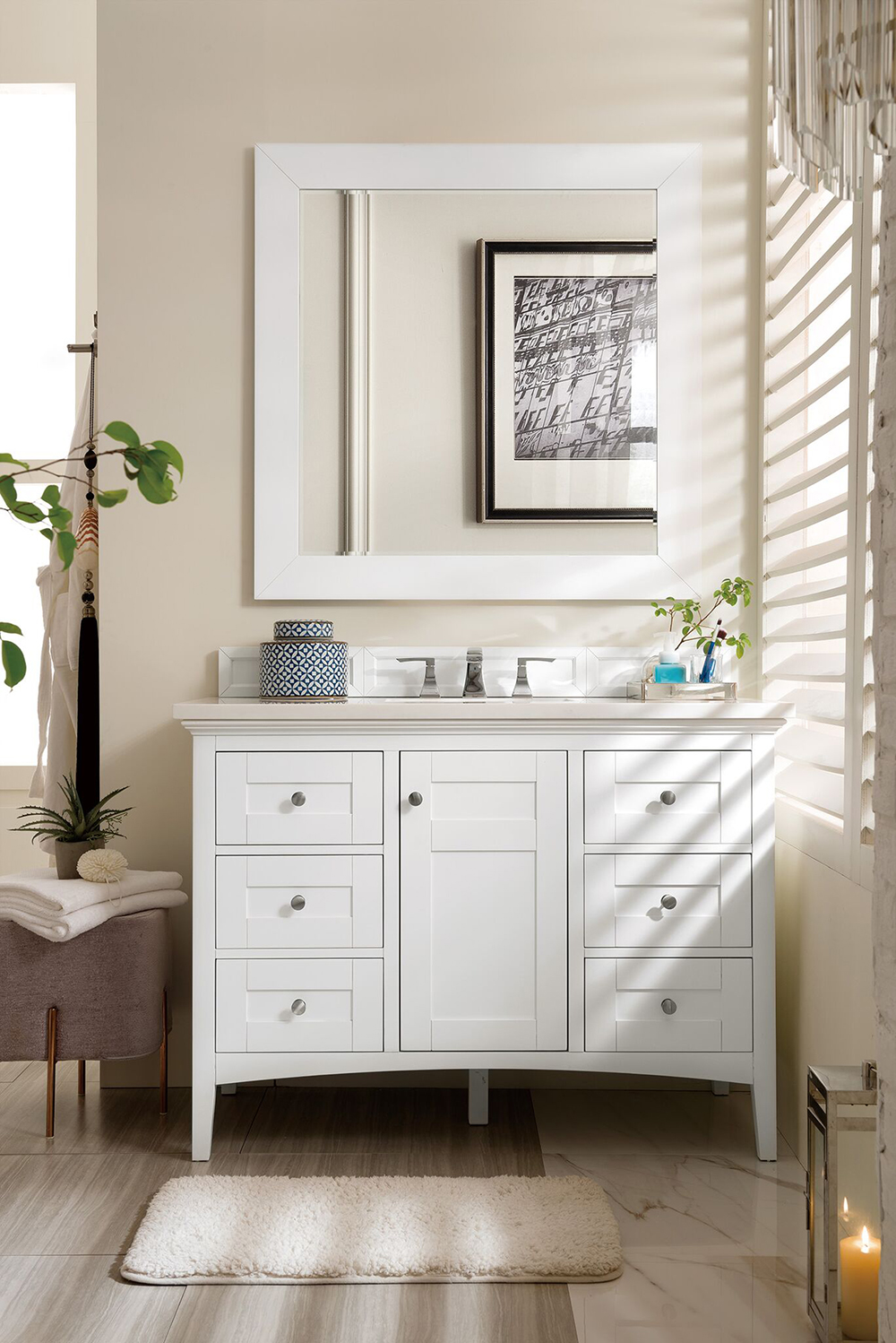 James Martin Palisades Collection 48" Single Vanity, Bright White