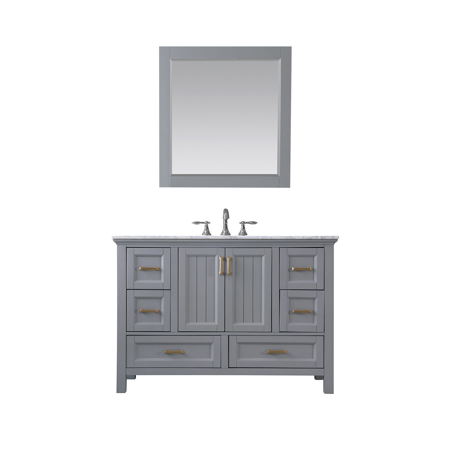 Issac Edwards Collection 48" Single Bathroom Vanity Set in Gray and Carrara White Marble Countertop without Mirror 