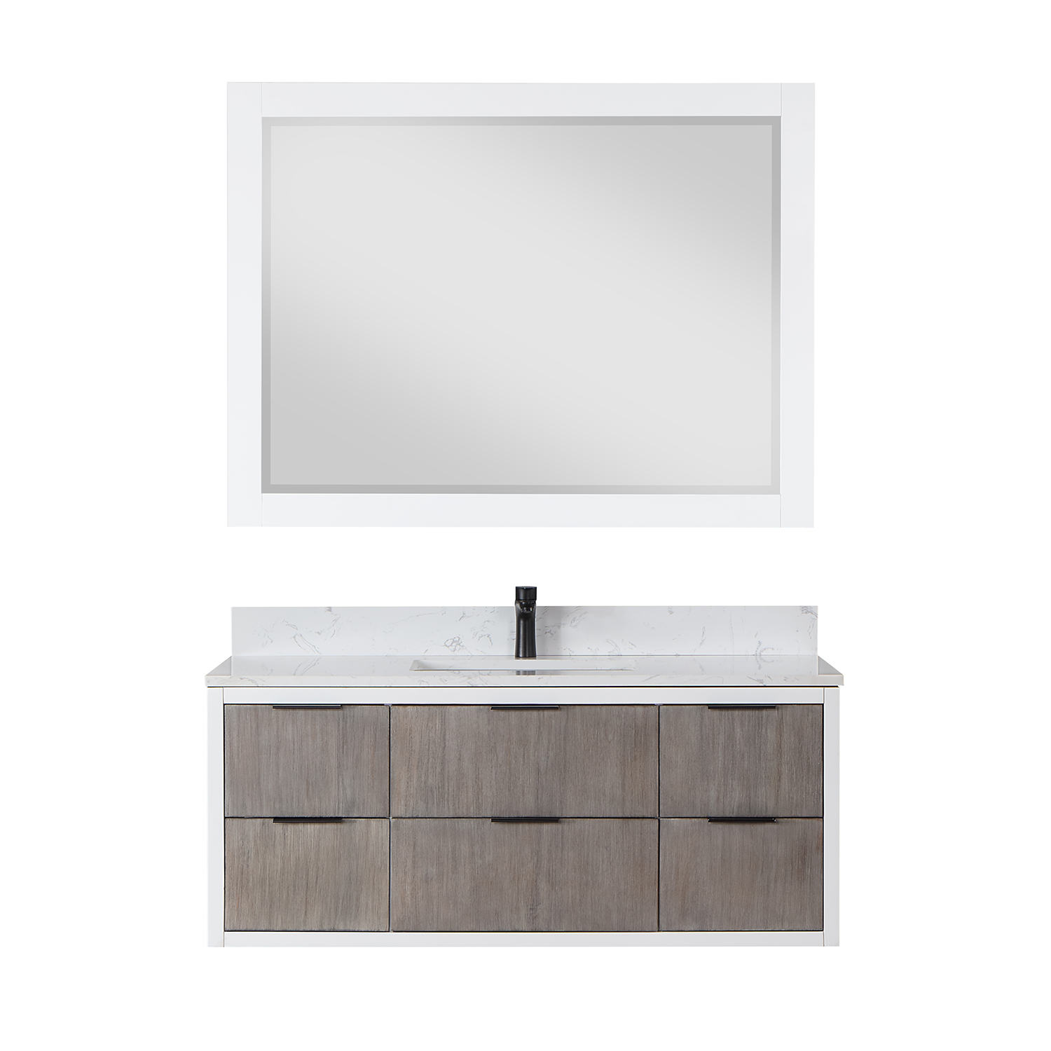 Issac Edwards Collection 48" Single Bathroom Vanity in Classical Gray with Carrara White Composite Stone Countertop without Mirror 