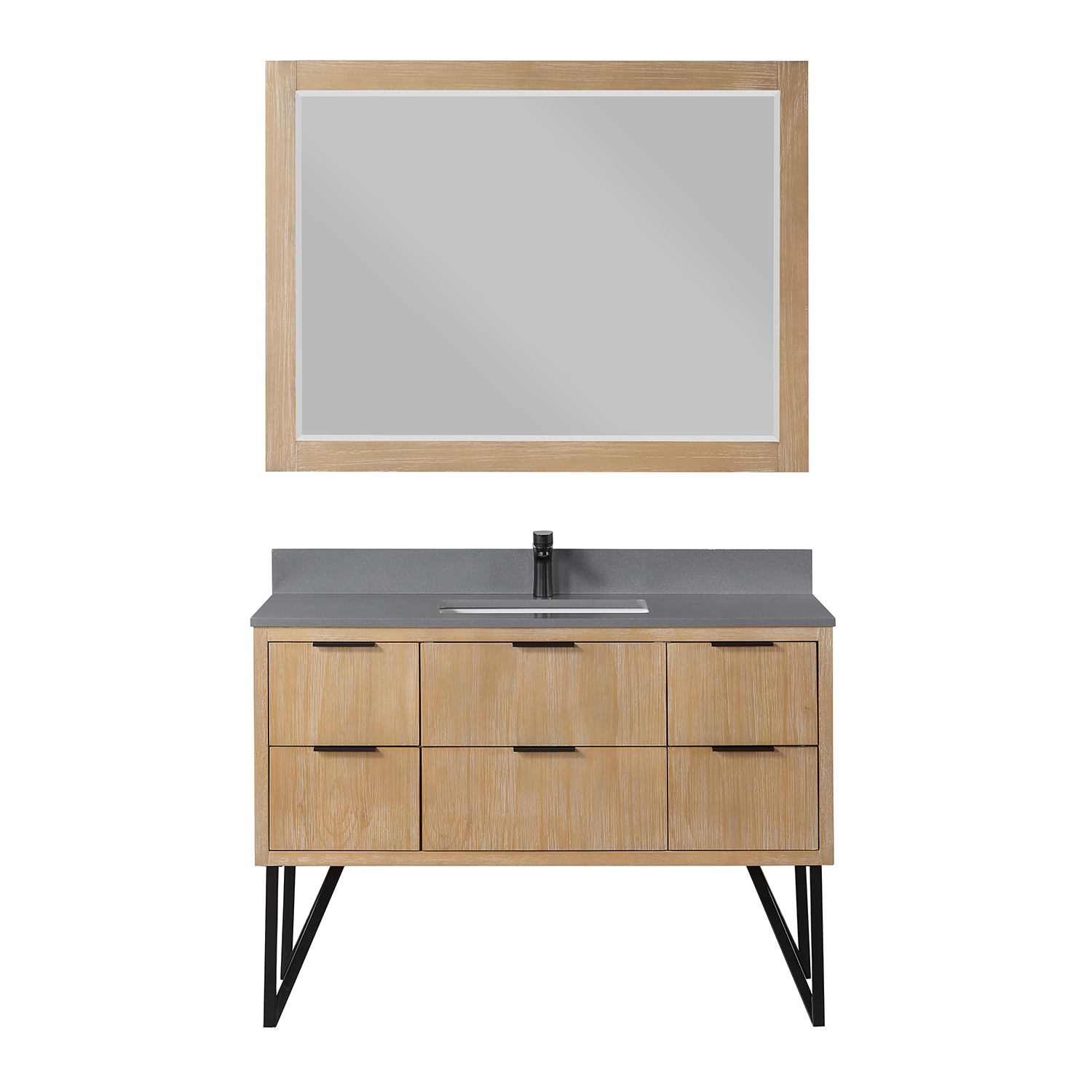 Issac Edwards Collection 48" Single Bathroom Vanity in Weathered Pine with Carrara White Composite Stone Countertop without Mirror