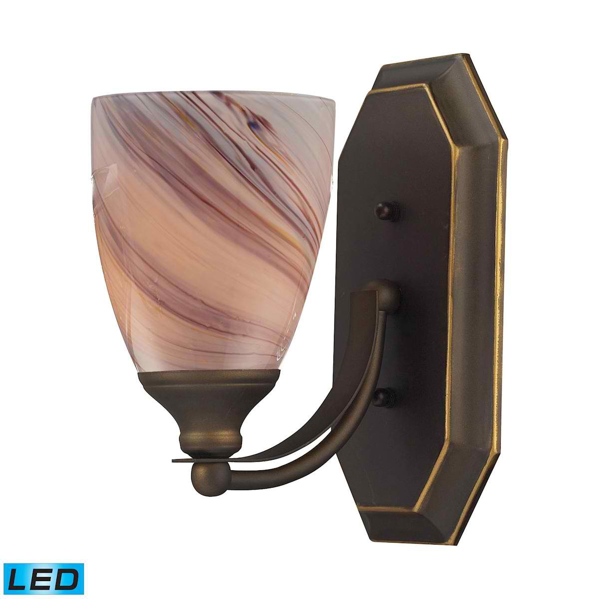 1 Light Vanity in Aged Bronze and Creme Glass - LED Offering Up To 800 Lumens (60 Watt Equivalent)