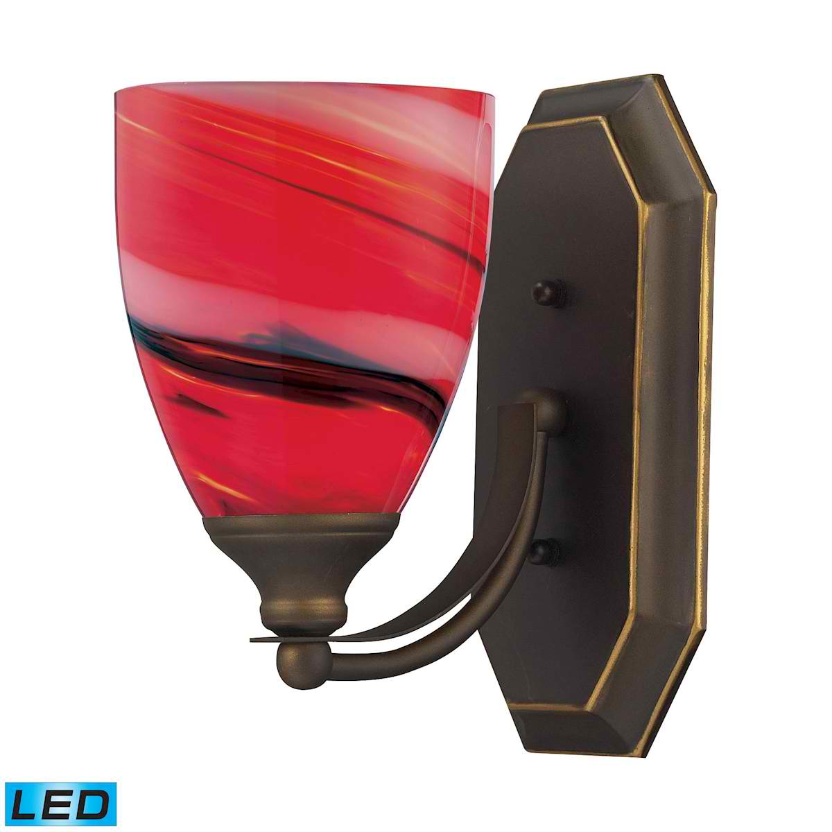 1 Light Vanity in Aged Bronze and Candy Glass - LED Offering Up To 800 Lumens (60 Watt Equivalent)