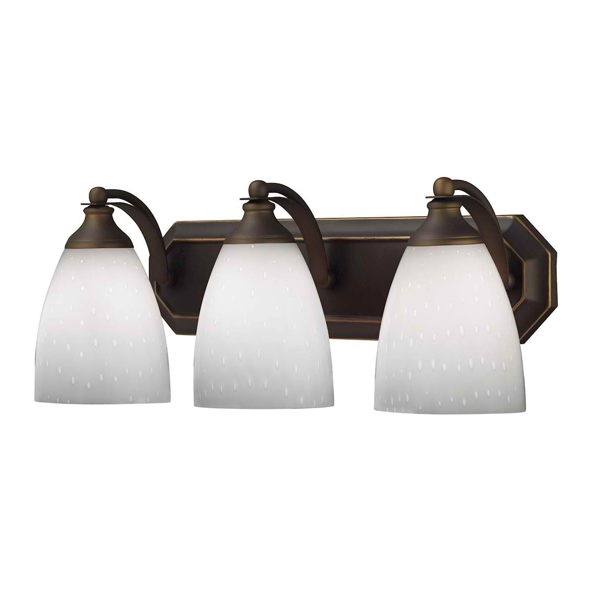 Vanity 3 Light Aged Bronze with Simple White Glass