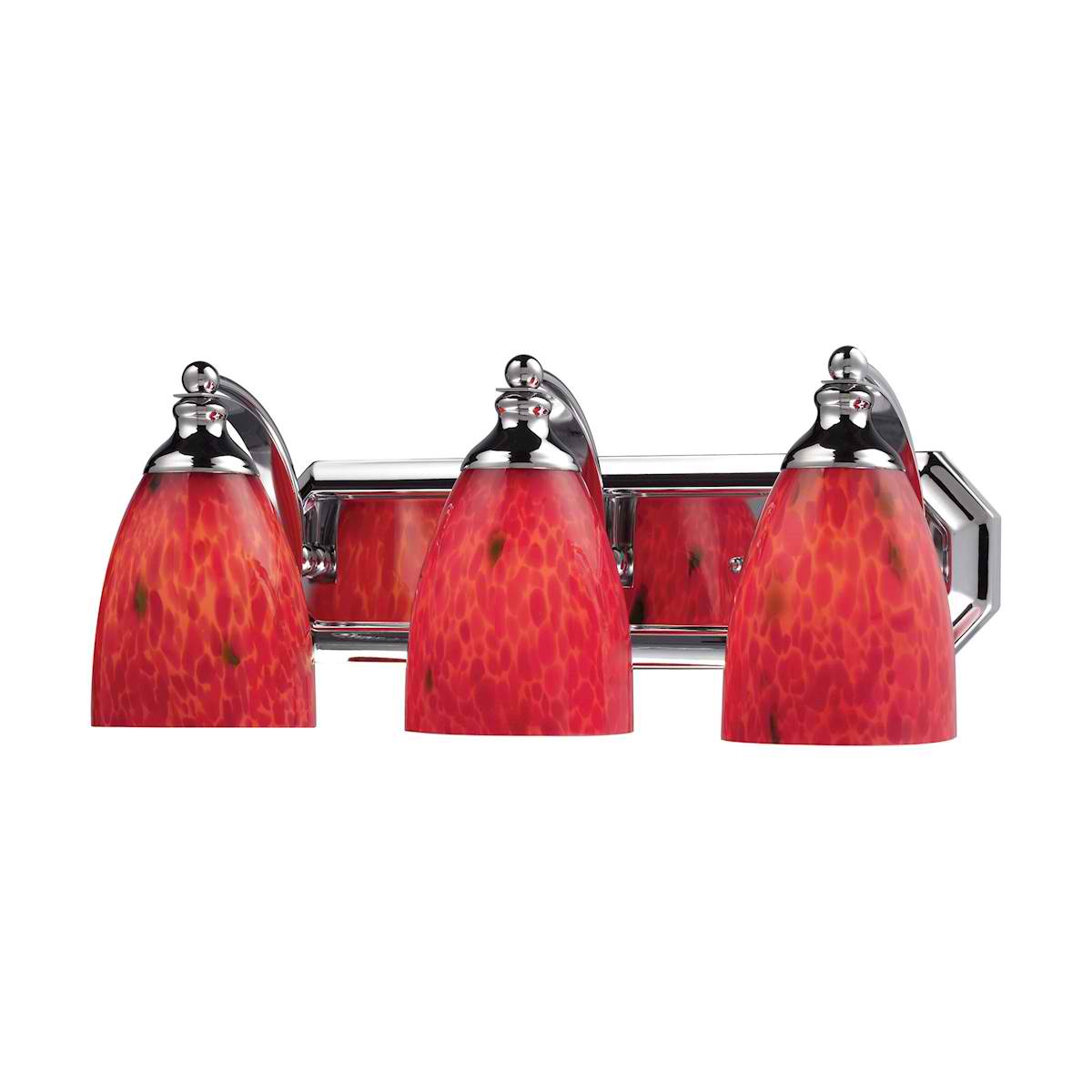 Vanity 3-Lt Chrome Linear with Fire Red Glass