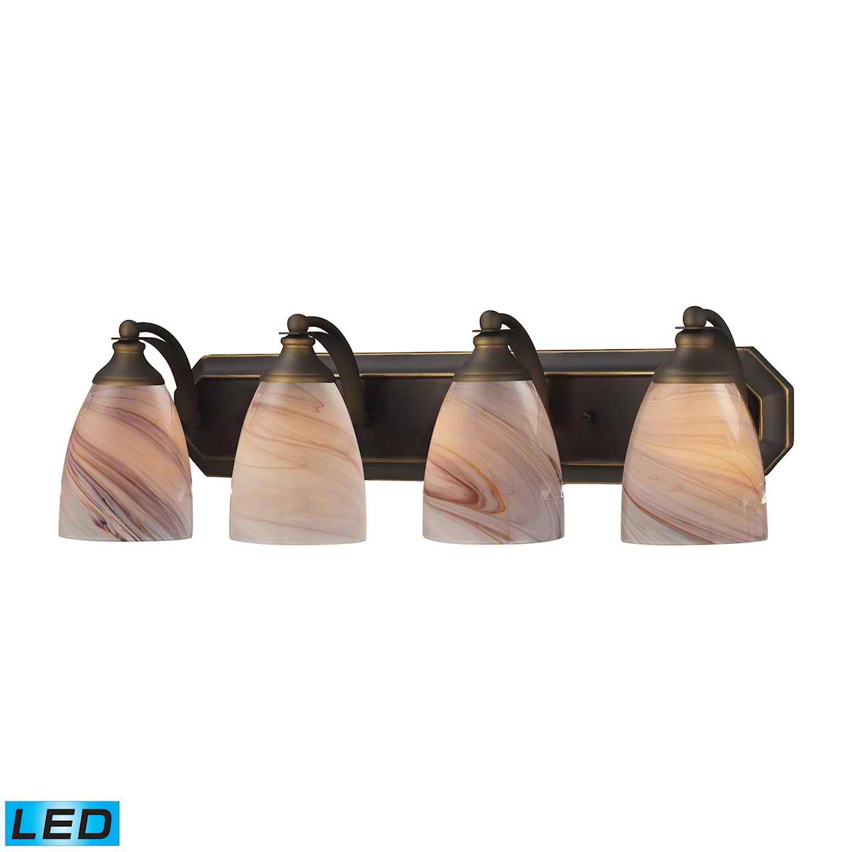 4 Light Vanity in Aged Bronze and Creme Glass - LED, 800 Lumens (3200 Lumens Total) with Full Scale