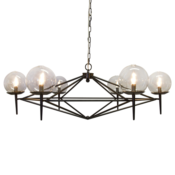 Chandelier with Hand Blown Glass Globes - 2 Finish Options