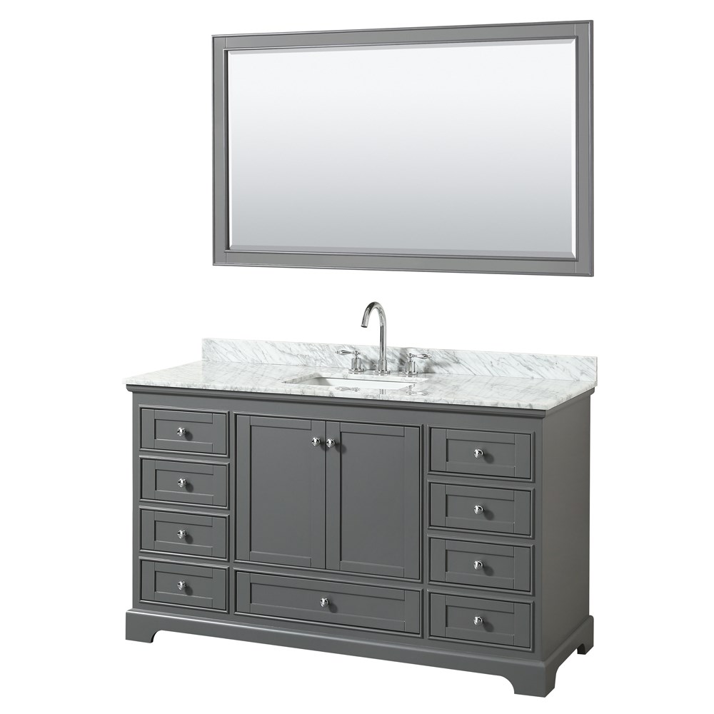 60 inch Transitional Dark Gray Finish Bathroom Vanity Set