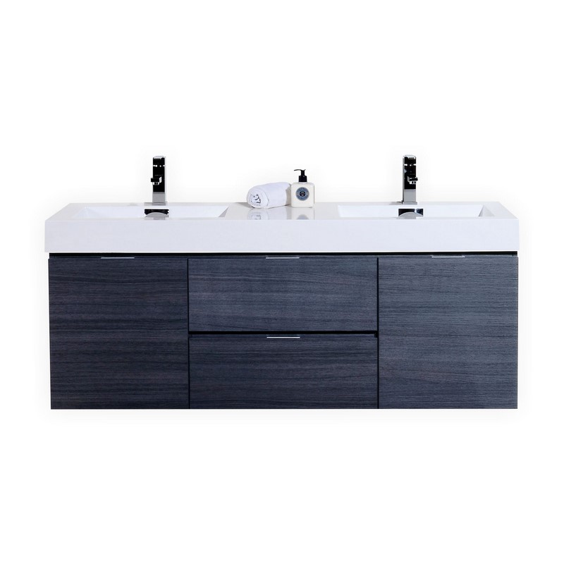 Modern Lux 60" Double Sink Gray Oak Wall Mount Modern Bathroom Vanity