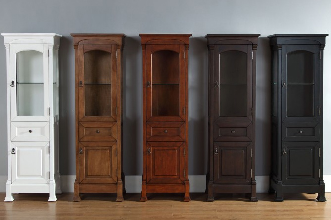 65 inch Tall Floor-Standing Linen Cabinet Traditional Styling