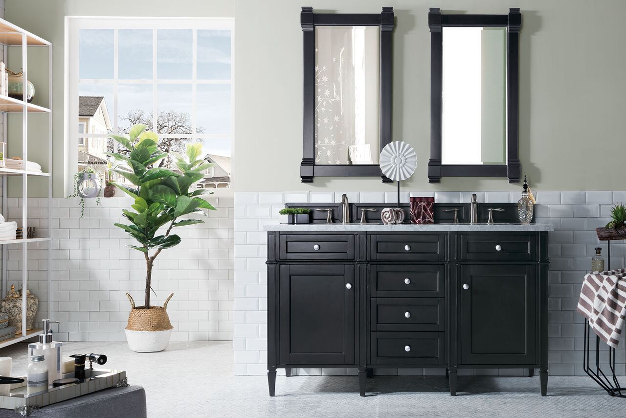 James Martin Brittany Collection 60" Double Vanity, Black Onyx