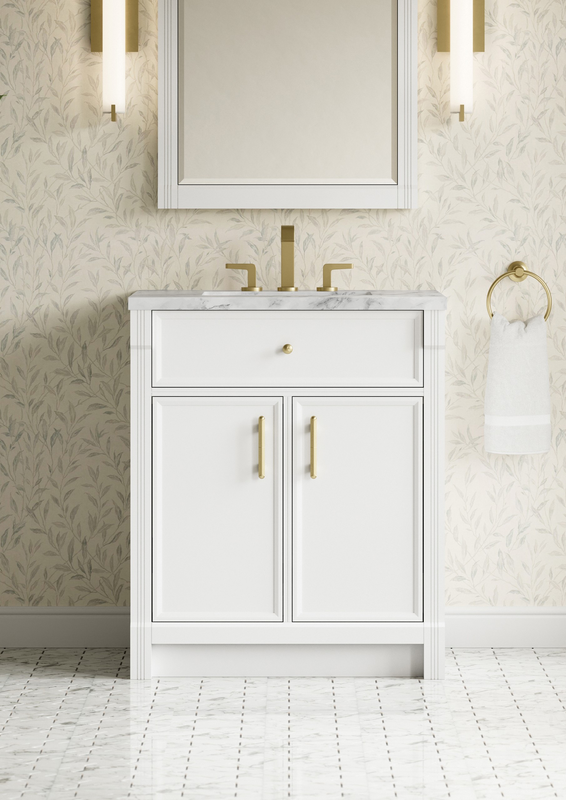 James Martin 30" Single Vanity Cabinet, Bright White with Countertop Options