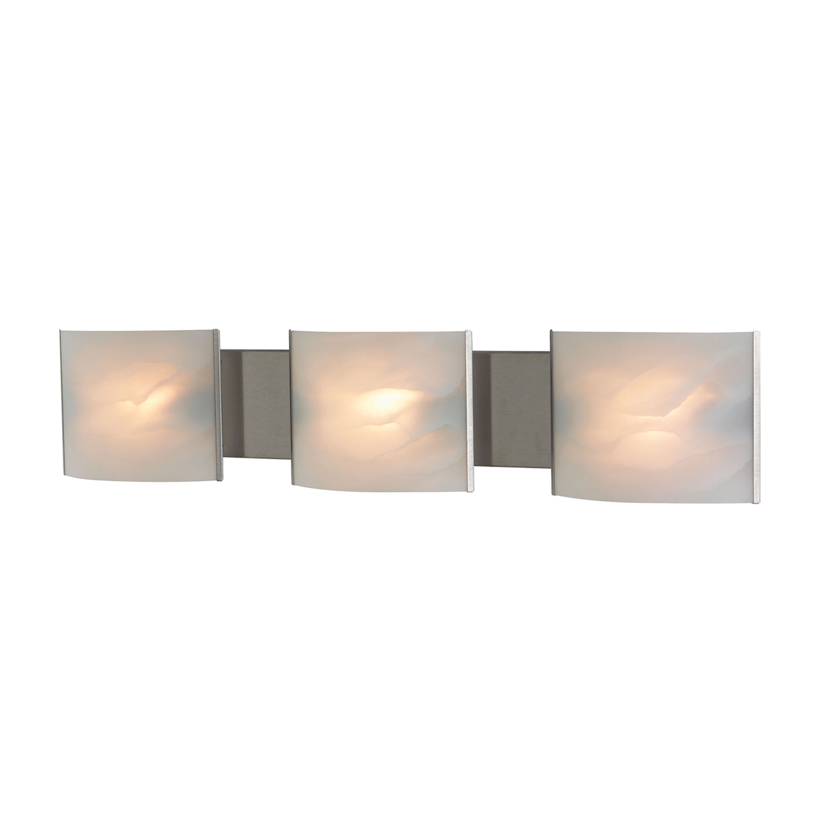 Pannelli Vanity - 3 Light with Lamps. White Alabaster Glass / SS Finish