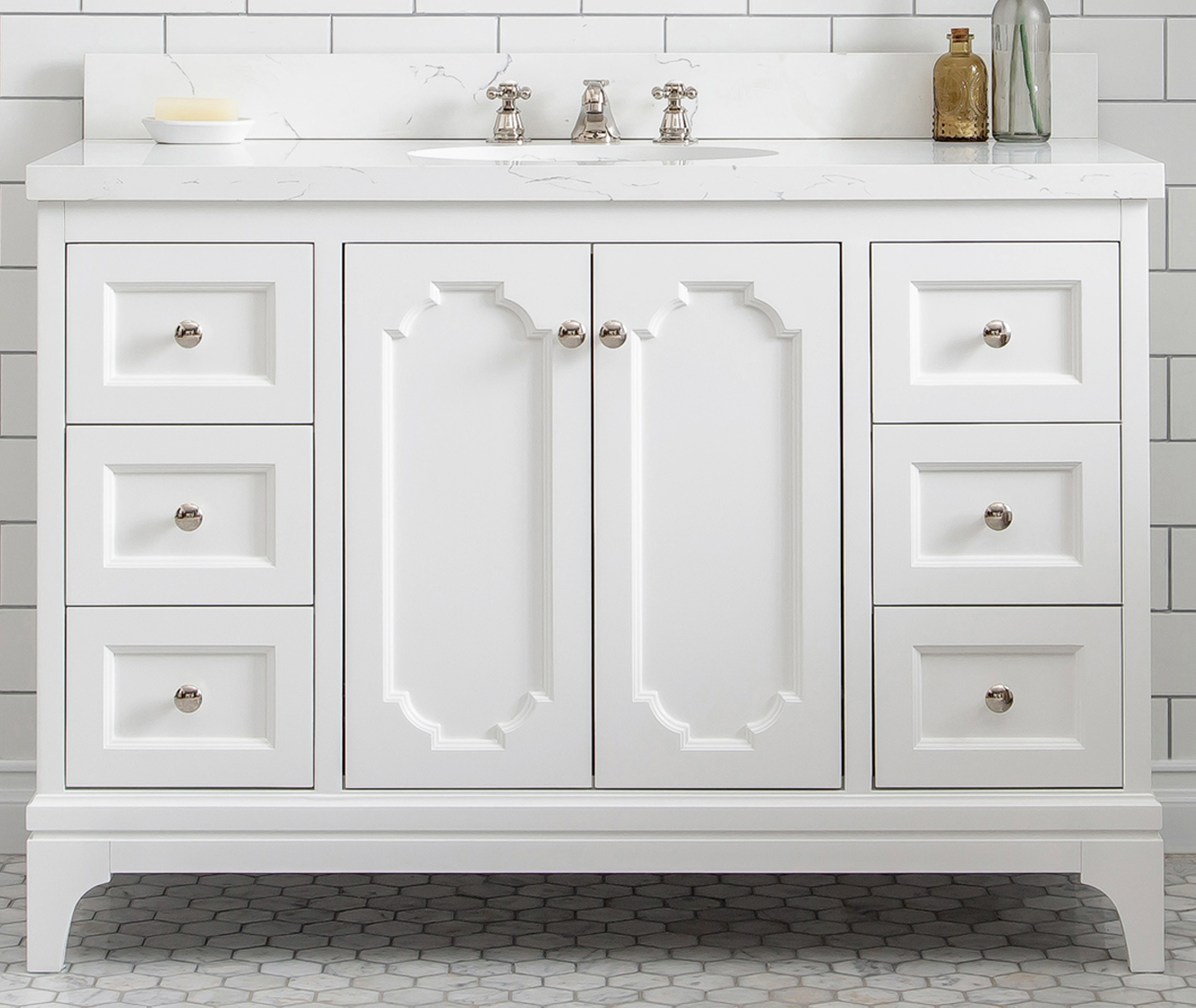 48" Single Sink Quartz Carrara Vanity In Pure White