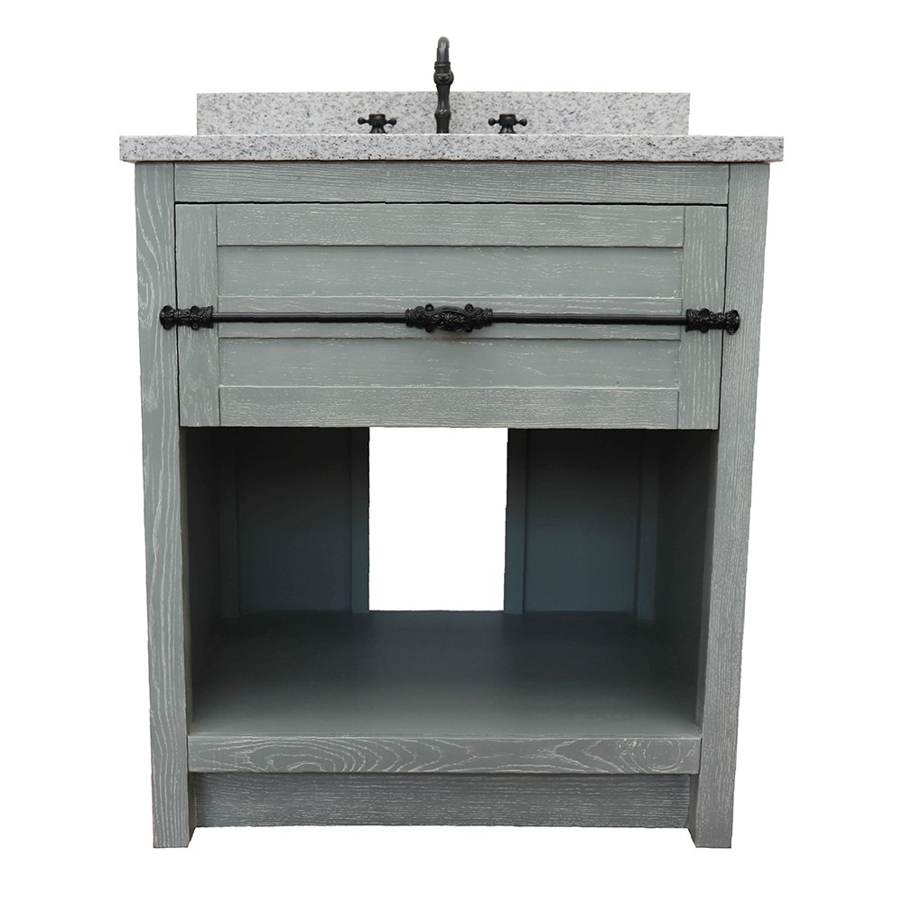 30" Single Vanity in Gray Ash Finish - Cabinet Only with Countertop, Backsplash and Mirror Options