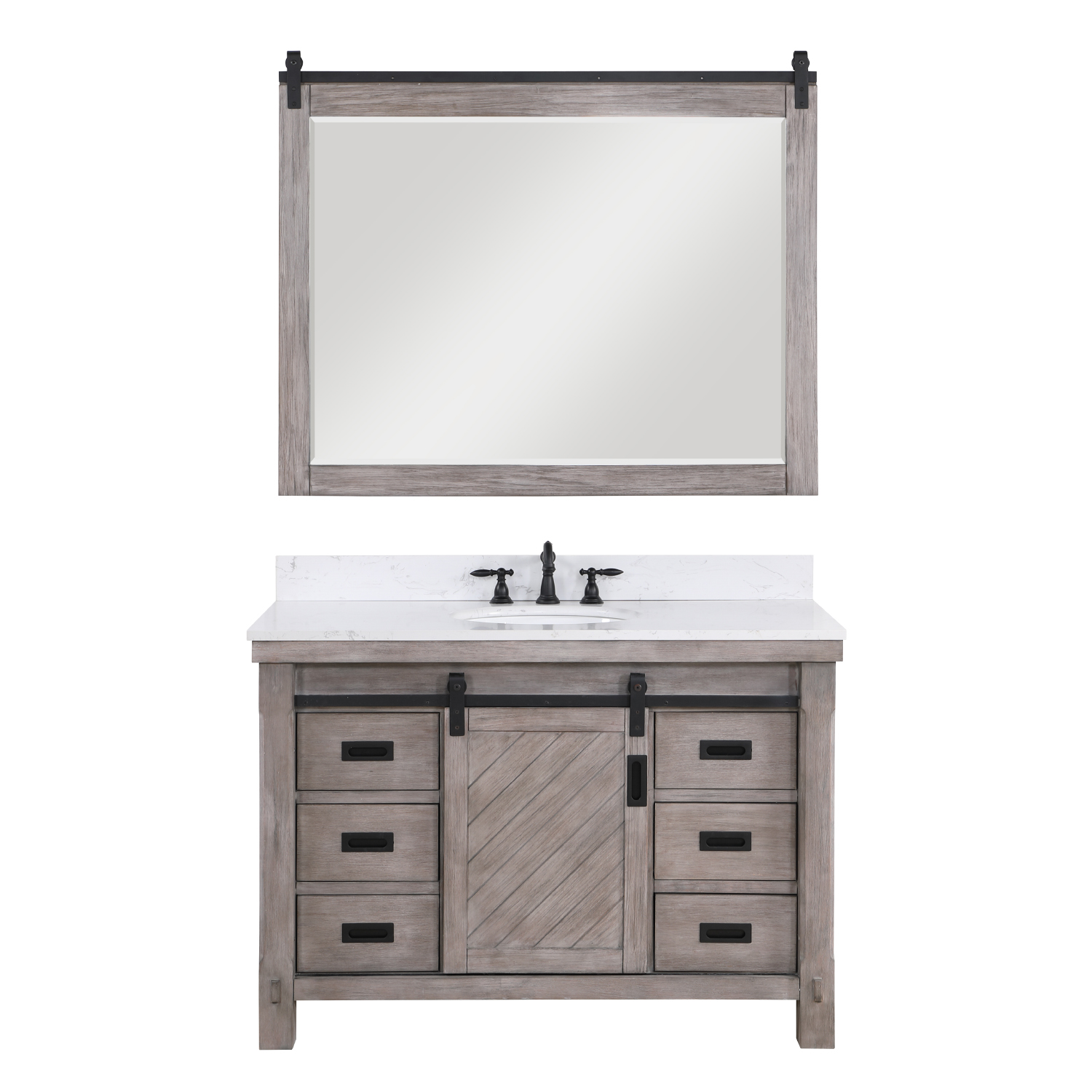 48" Single Sink Bath Vanity in Classical Grey with White Composite Countertop