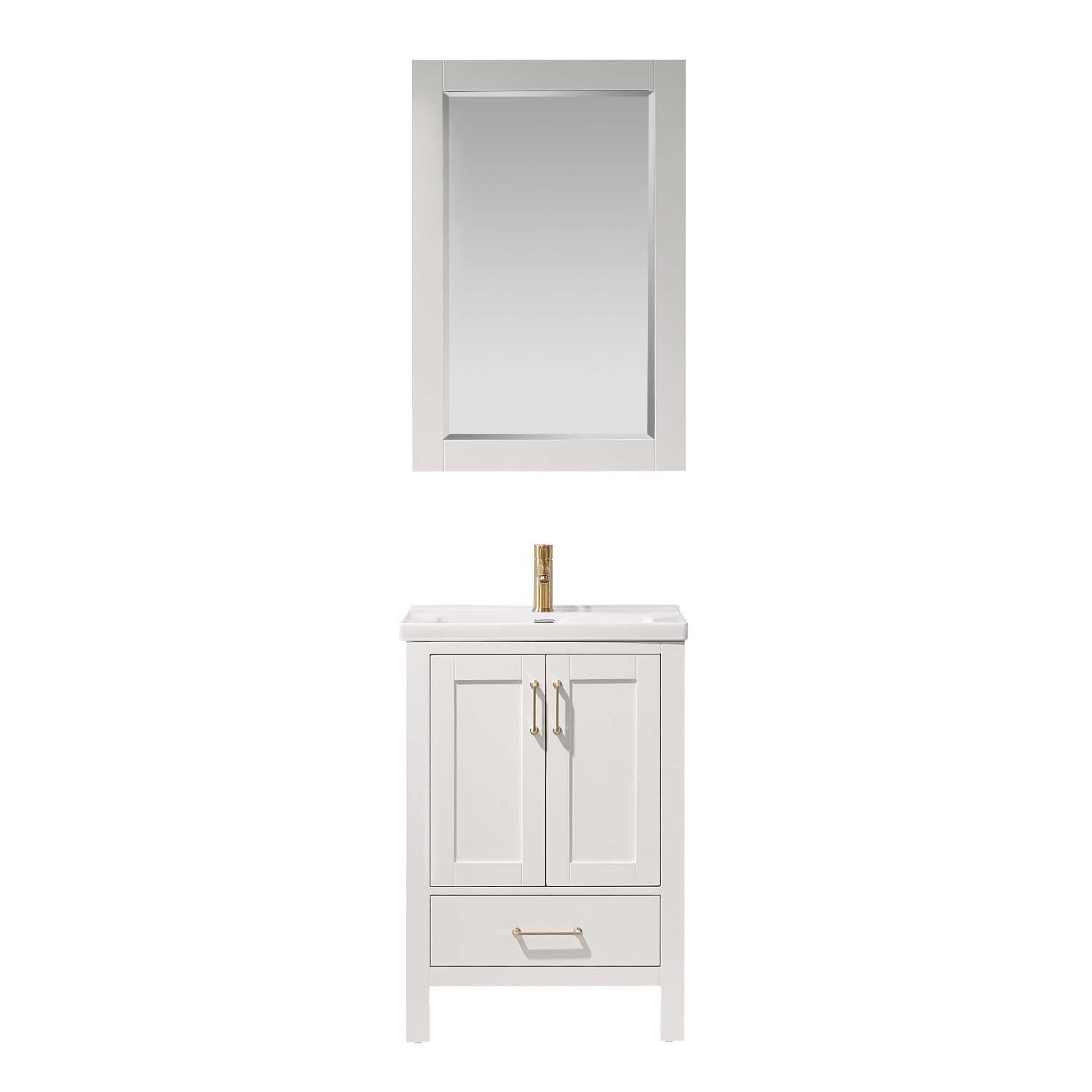 24" Vanity in White with Drop-In White Ceramic Basin Without Mirror 