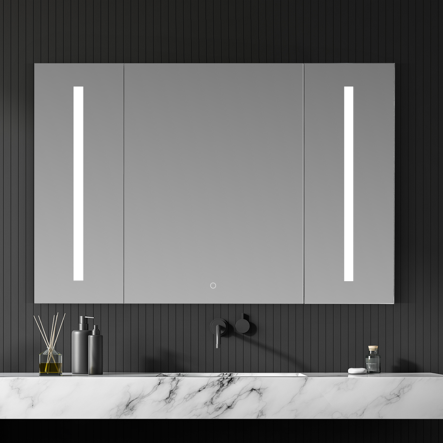 LV Rectangle 48" Frameless Surface-Mount/Recessed LED Lighted Bathroom Medicine Cabinet