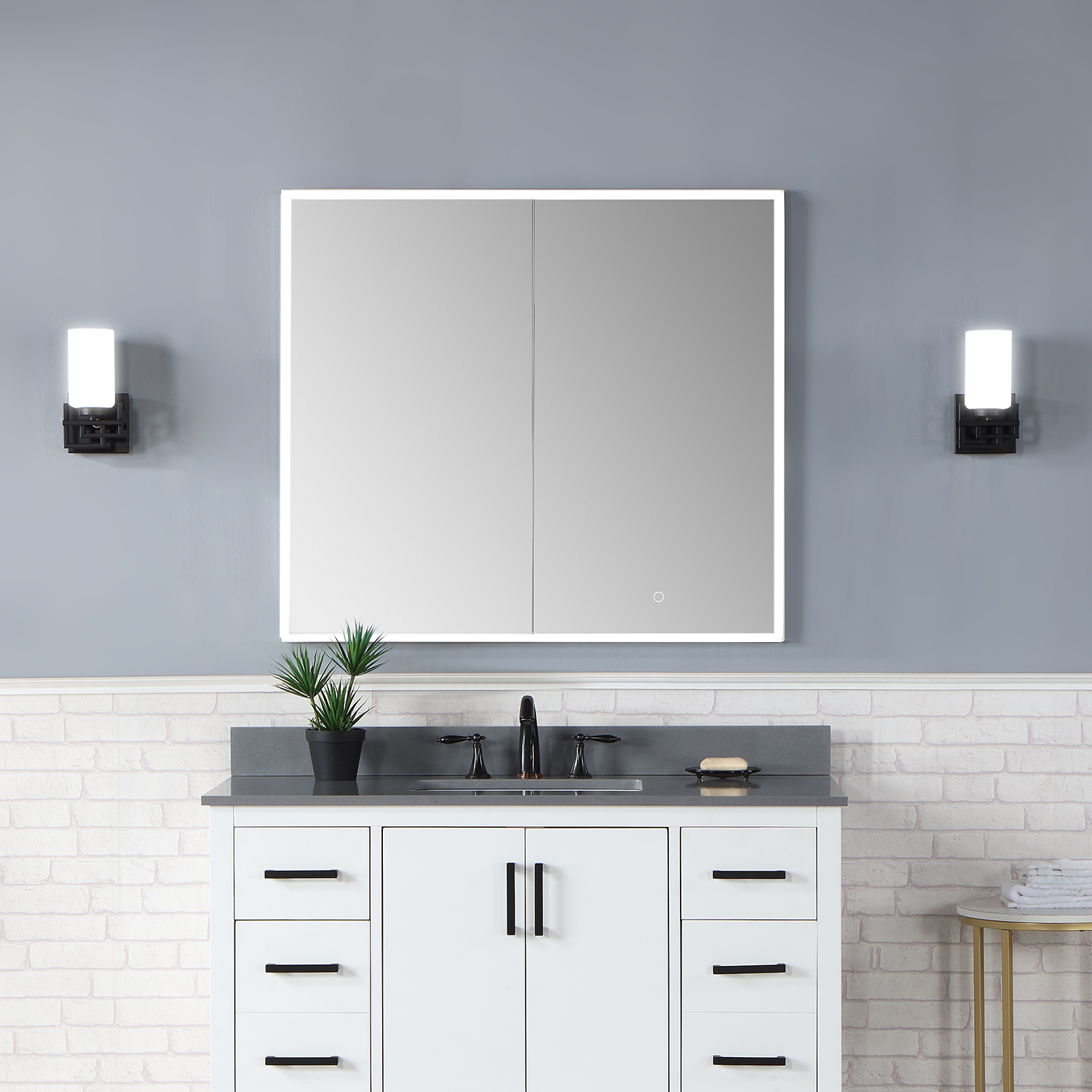 LV 36" Rectangle Frameless Surface-Mount/Recessed LED Lighted Bathroom Medicine Cabinet