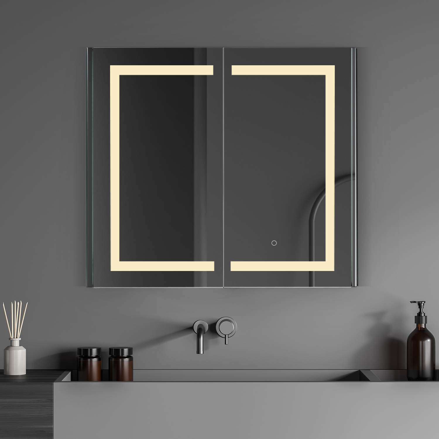 LV 36" Frameless Surface-Mount/Recessed LED Lighted Bathroom Medicine Cabinet