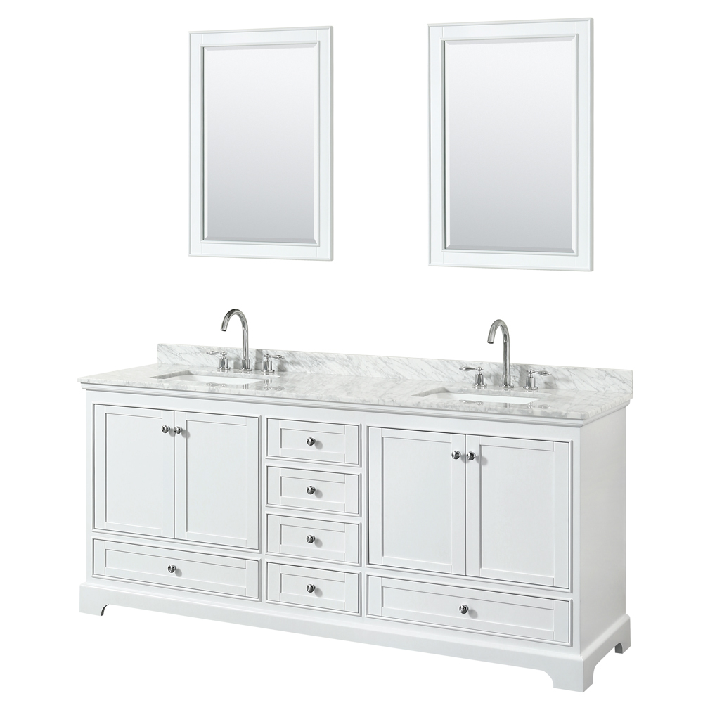 80 inch Double Sink Transitional White Finish Bathroom Vanity Set