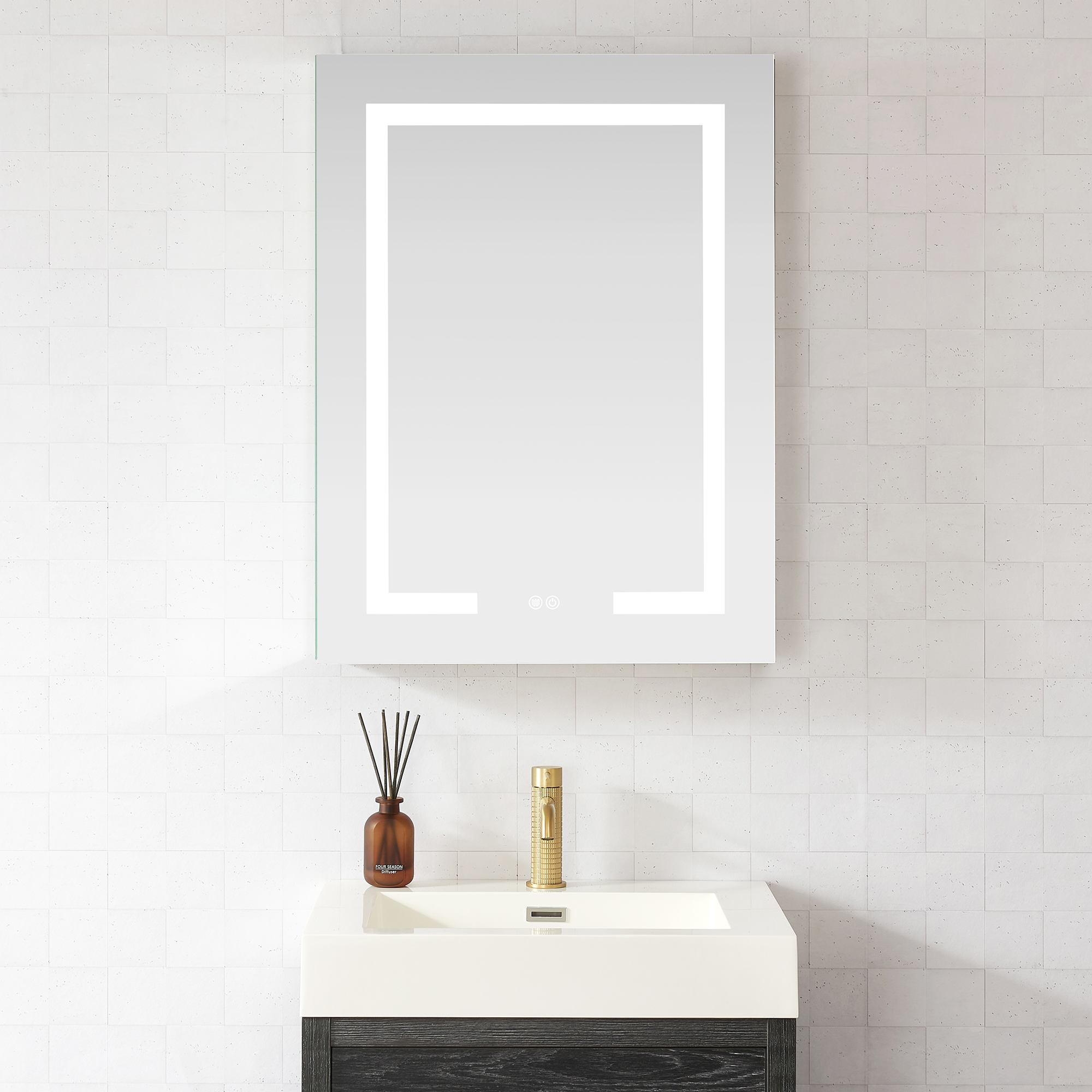 LV 24 in. W x 32 in. H Rectangular Medicine Cabinet with Aluminum Frameless LED Mirror