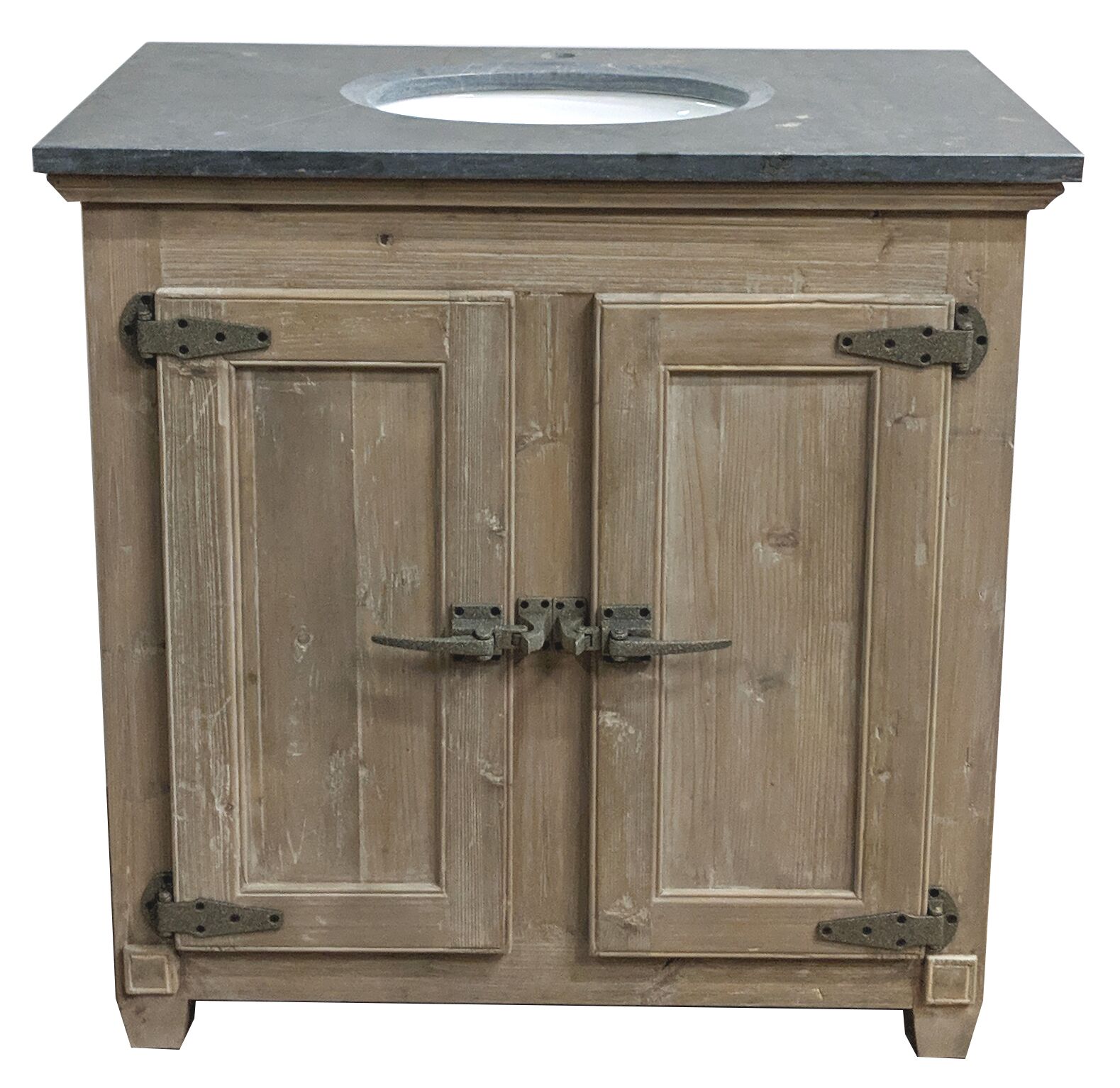 36" Handcrafted Reclaimed Pine Solid Wood Single Vanity Natural Finish