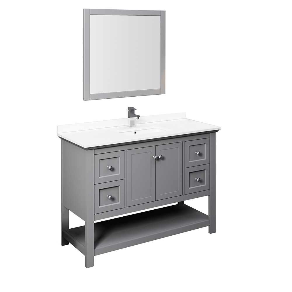 48" Gray Traditional Bathroom Vanity w/ Mirror