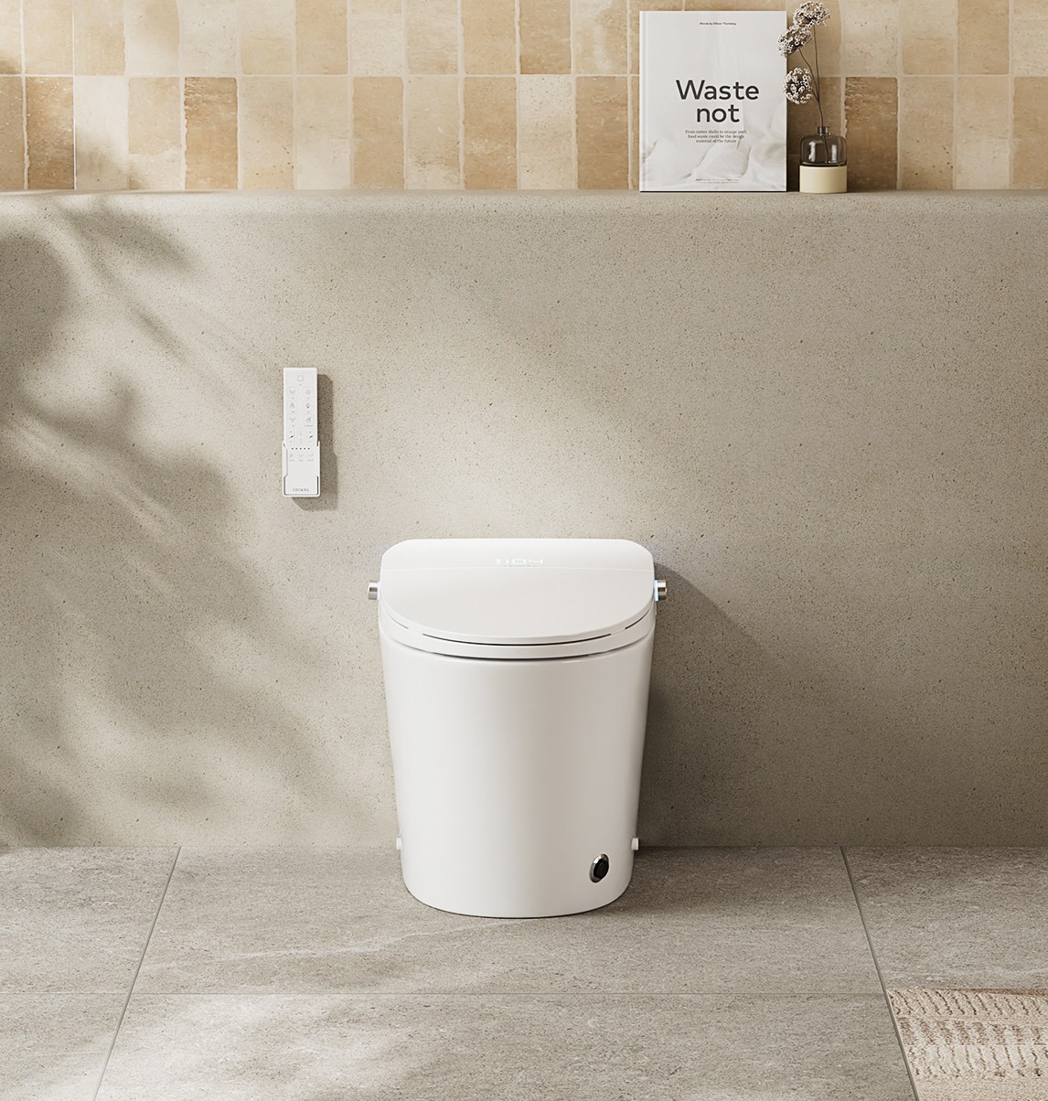 Elongated Smart Bidet Toilet with Clean Foam Shield, Built-In Tank, ADA Chair Height, Heated Seat, Warm Air Dryer, Foot Sensor Auto Flush, Child Wash & Dual Remote Controls
