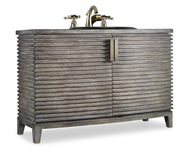 Milano Hall Chest 50” Repeating Natural Walnut Antiqued Brass Bathroom Vanity